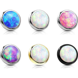 Top top flat round opal bezel setting Internally Threaded