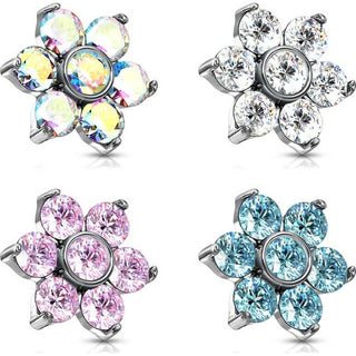 Top top flower zirconia prong setting Internally Threaded