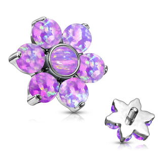 Top top flower opal prong setting Internally Threaded