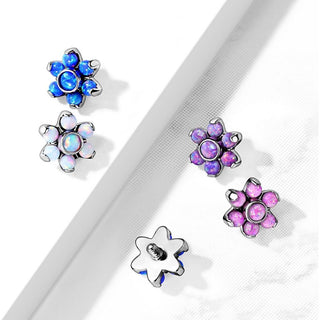 Top top flower opal prong setting Internally Threaded