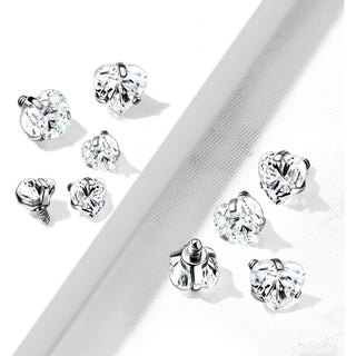 Titanium Top top heart zirconia prong setting Internally Threaded