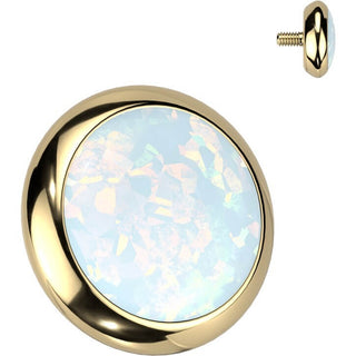 Titanium Top top round flat opal bezel setting Internally Threaded