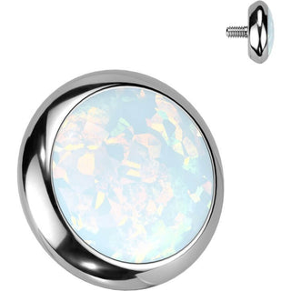 Titanium Top top round flat opal bezel setting Internally Threaded