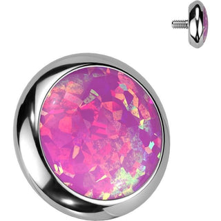 Titanium Top top round flat opal bezel setting Internally Threaded