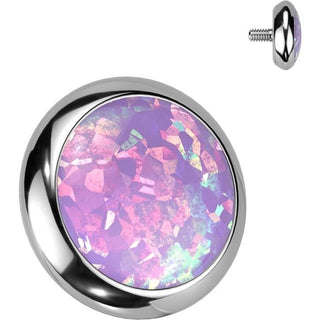 Titanium Top top round flat opal bezel setting Internally Threaded