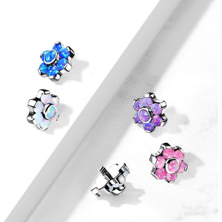 Titanium Top Top Flower Opal Internally Threaded