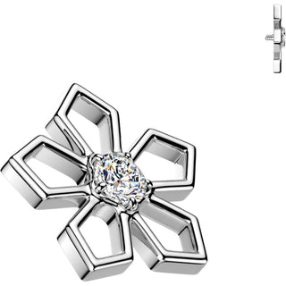 Titanium Top Top Pentagonal Cut Out Flower Zirconia Internally Threaded
