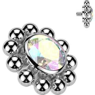 Titanium Top flower zirconia with beaded ball edge Internally Threaded