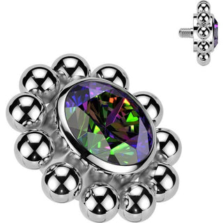 Titanium Top flower zirconia with beaded ball edge Internally Threaded