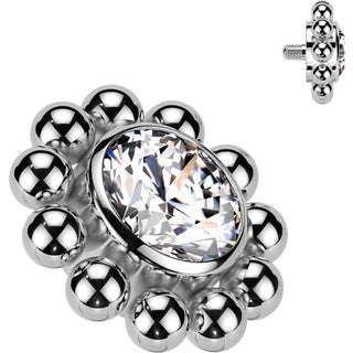 Titanium Top flower zirconia with beaded ball edge Internally Threaded