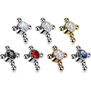 Titanium Top top cross zirconia beaded balls Internally Threaded