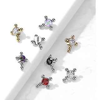 Titanium Top top cross zirconia beaded balls Internally Threaded
