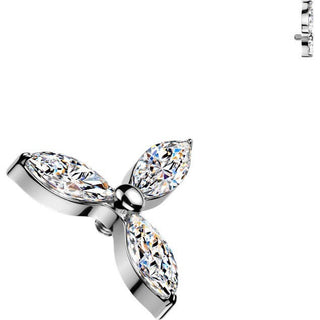 Titanium Top top flower zirconia marquise cut Internally Threaded