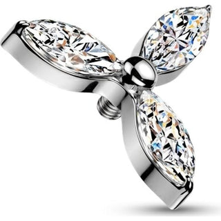 Titanium Top top flower zirconia marquise cut Internally Threaded