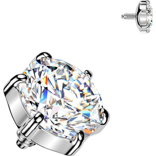 Titanium Top Top 6 Prong Setting Round Cubic Zirconia Internally Threaded