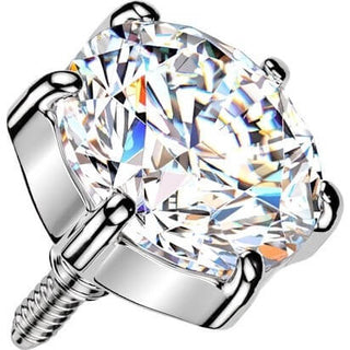 Titanium Top Top 6 Prong Setting Round Cubic Zirconia Internally Threaded