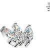 Titanium Top top 3 marquise cubic zirconia fan Internally Threaded