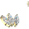 Titanium Top top 3 marquise cubic zirconia fan Internally Threaded