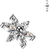 Titanium Top top 6 marquise cubic zirconia flower Internally Threaded