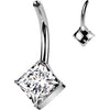 Titanium Base belly button pin square zirconia Push-In