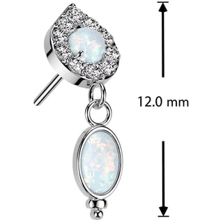 Solid Gold 14 Carat top teardrop dangle opal Push-In