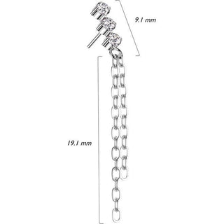 Titan Top 3 Zirkonia Doppel Kette Anhänger Push-In