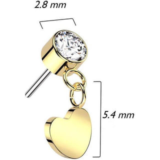 Titanium Top top heart dangle zirconia Push-In