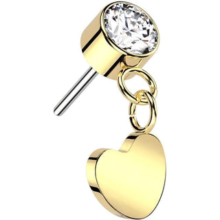 Titanium Top top heart dangle zirconia Push-In