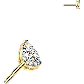 Titanium Top top prong set teardrop cubic zirconia Push-In