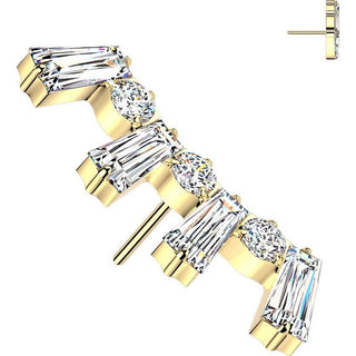 Titanium Top top baguette and round cubic zirconia crown Push-In