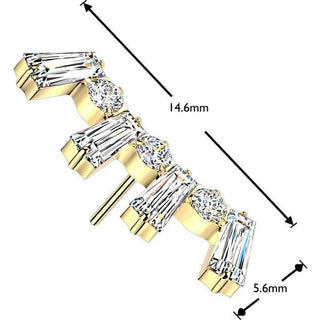 Titanium Top top baguette and round cubic zirconia crown Push-In