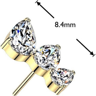 Titanium Top top three pear cubic zirconia fan Push-In