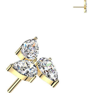 Titanium Top top pear cubic zirconia pinwheel Push-In