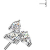 Titanium Top top pear cubic zirconia pinwheel Push-In