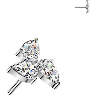 Titanium Top top pear cubic zirconia pinwheel Push-In