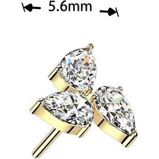 Titanium Top top pear cubic zirconia pinwheel Push-In