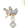 Titanium Top top three marquise cubic zirconia with round cubic zirconia dangle Push-In