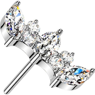 Titanium Top top marquise and round cubic zirconia fan Push-In
