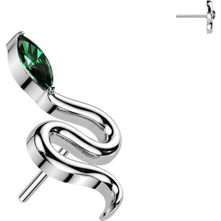 Titanium Top top snake with marquise cubic zirconia head Push-In