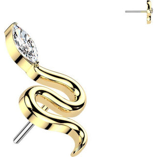 Titanium Top top snake with marquise cubic zirconia head Push-In