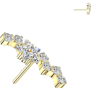 Titanium Top Top Shooting Star Zirconia Cluster Push-In