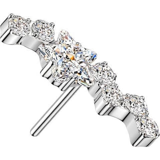 Titanium Top Top Shooting Star Zirconia Cluster Push-In