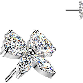 Titanium Top top butterfly with heart and marquise cubic zirconia wings Push-In