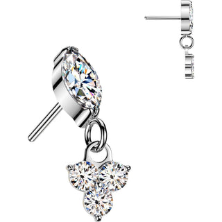 Titanium Top Top Marquise Zirconia Trinity Zirconia Dangle Push-In