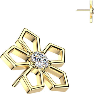 Titanium Top Top Pentagonal Cut Out Flower Zirconia Push-In