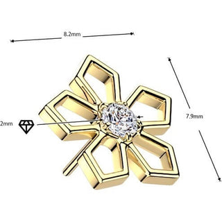 Titanium Top Top Pentagonal Cut Out Flower Zirconia Push-In