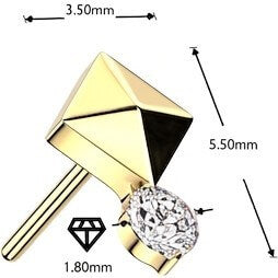 Titanium Top Top Pyramid Cut Round Zirconia Push-In