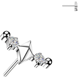 Titanium Top Top Pyramid Cut With Round Zirconias Push-In