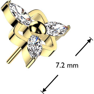 Titanium Top triangle ball 3 marquise cut zirconia Push-In