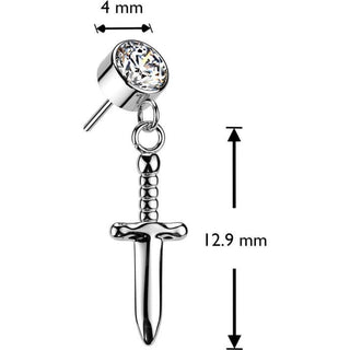 Titan Top Aufsatz Zirkonia Schwert Anhänger Push-In